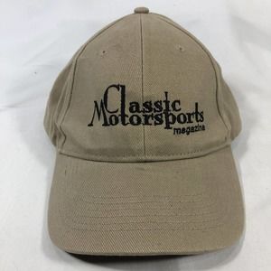 CLASSIC MOTORSPORTS MAGAZINE HAT CAP BEIGE ADJUSTABLE ONE SIZE FITS MOST OSFM